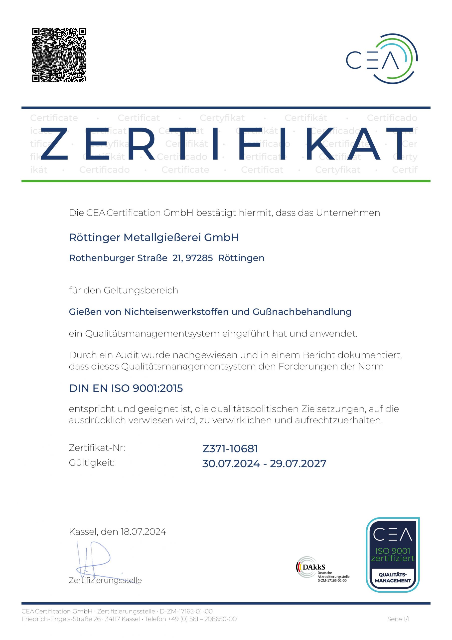 Intertek-Zertifikat